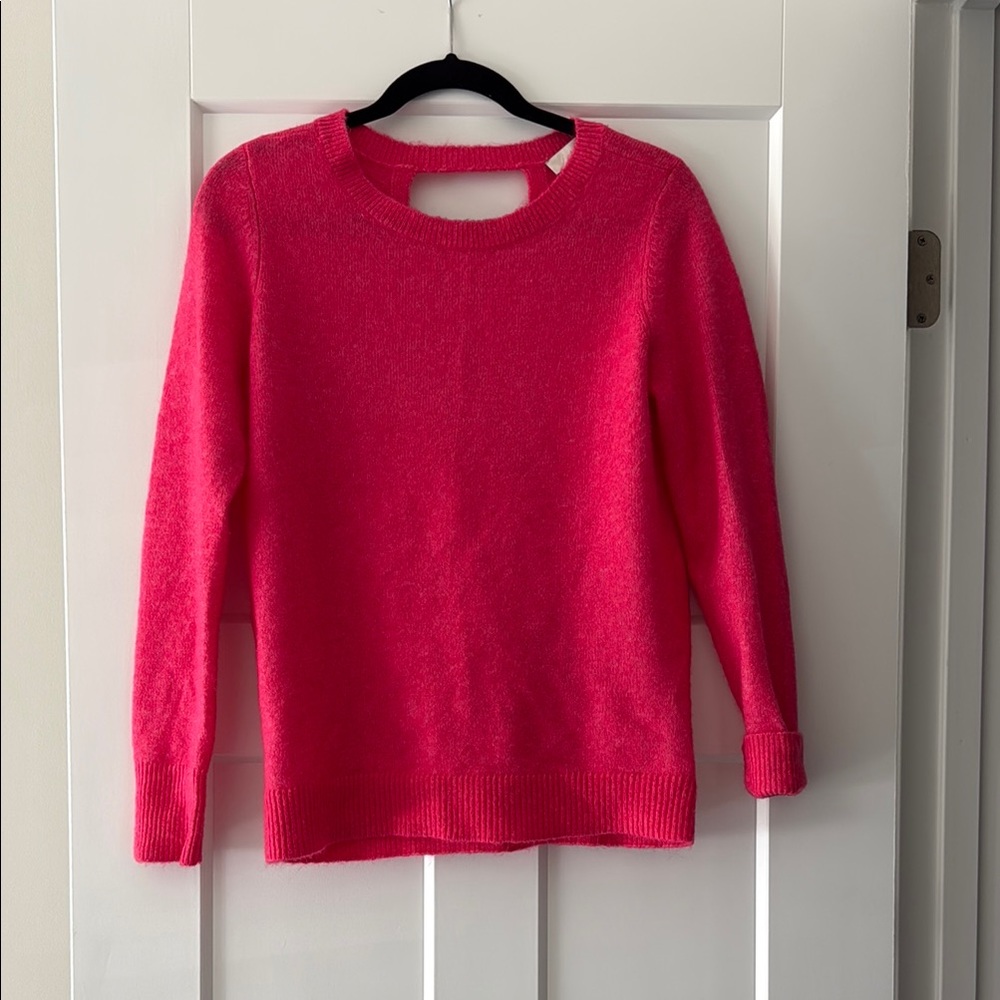 LOFT Pink Crew Neck Sweater Relaxed Fit
